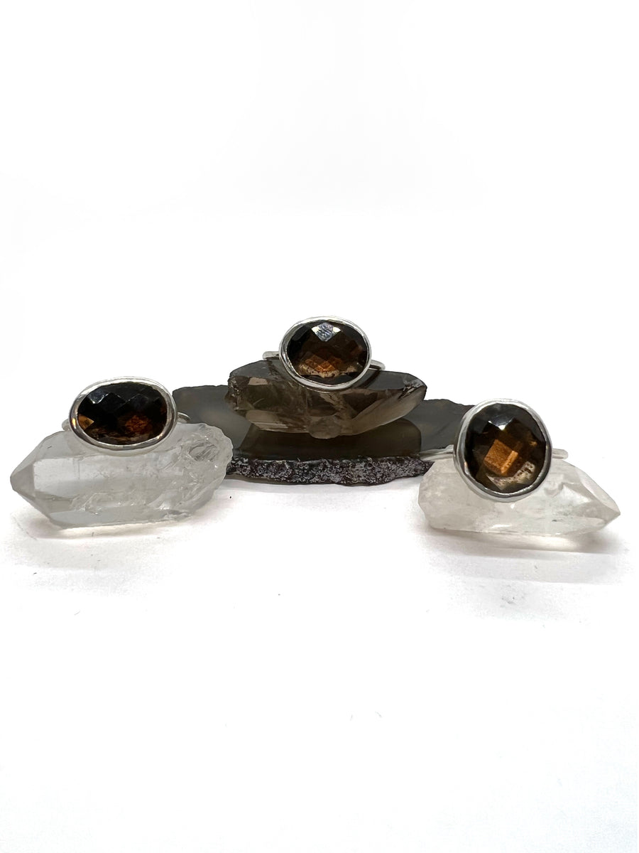 Faceted Smokey Quartz Ring